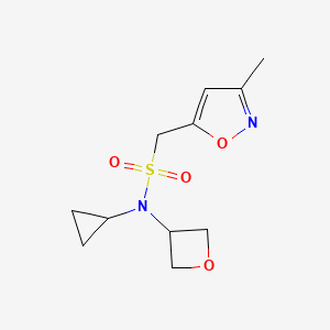 molecular formula C11H16N2O4S B6795778 N-cyclopropyl-1-(3-methyl-1,2-oxazol-5-yl)-N-(oxetan-3-yl)methanesulfonamide 