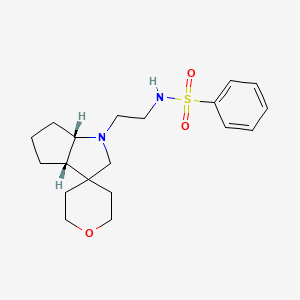 molecular formula C19H28N2O3S B6795812 N-[2-[(3aS,6aS)-spiro[2,3a,4,5,6,6a-hexahydrocyclopenta[b]pyrrole-3,4'-oxane]-1-yl]ethyl]benzenesulfonamide 