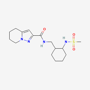 molecular formula C16H26N4O3S B6795882 N-[[2-(methanesulfonamido)cyclohexyl]methyl]-4,5,6,7-tetrahydropyrazolo[1,5-a]pyridine-2-carboxamide 