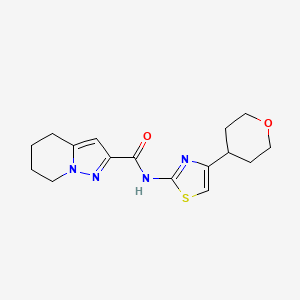 molecular formula C16H20N4O2S B6795979 N-[4-(oxan-4-yl)-1,3-thiazol-2-yl]-4,5,6,7-tetrahydropyrazolo[1,5-a]pyridine-2-carboxamide 