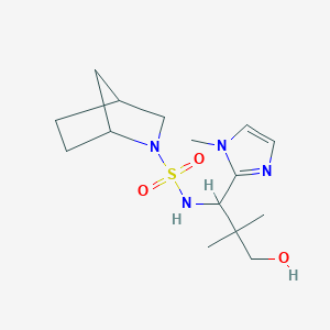 molecular formula C15H26N4O3S B6795991 N-[3-hydroxy-2,2-dimethyl-1-(1-methylimidazol-2-yl)propyl]-2-azabicyclo[2.2.1]heptane-2-sulfonamide 