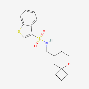 molecular formula C17H21NO3S2 B6796030 N-(5-oxaspiro[3.5]nonan-8-ylmethyl)-1-benzothiophene-3-sulfonamide 