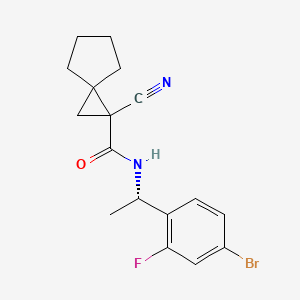 molecular formula C17H18BrFN2O B6796065 N-[(1S)-1-(4-bromo-2-fluorophenyl)ethyl]-2-cyanospiro[2.4]heptane-2-carboxamide 