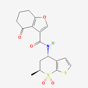 molecular formula C17H17NO5S2 B6796098 N-[(4S,6S)-6-methyl-7,7-dioxo-5,6-dihydro-4H-thieno[2,3-b]thiopyran-4-yl]-4-oxo-6,7-dihydro-5H-1-benzofuran-3-carboxamide 