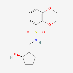 molecular formula C14H19NO5S B6796350 N-[[(1S,2R)-2-hydroxycyclopentyl]methyl]-2,3-dihydro-1,4-benzodioxine-5-sulfonamide 