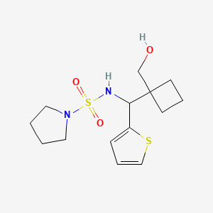 molecular formula C14H22N2O3S2 B6796361 N-[[1-(hydroxymethyl)cyclobutyl]-thiophen-2-ylmethyl]pyrrolidine-1-sulfonamide 