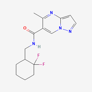 molecular formula C15H18F2N4O B6796600 N-[(2,2-difluorocyclohexyl)methyl]-5-methylpyrazolo[1,5-a]pyrimidine-6-carboxamide 