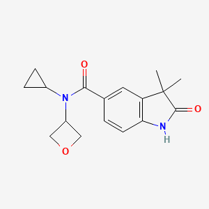 molecular formula C17H20N2O3 B6796727 N-cyclopropyl-3,3-dimethyl-N-(oxetan-3-yl)-2-oxo-1H-indole-5-carboxamide 