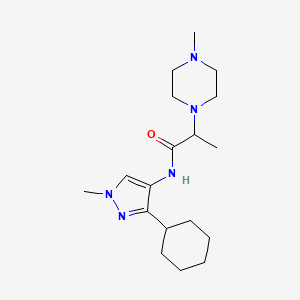 molecular formula C18H31N5O B6796753 N-(3-cyclohexyl-1-methylpyrazol-4-yl)-2-(4-methylpiperazin-1-yl)propanamide 