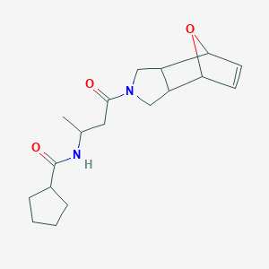 molecular formula C18H26N2O3 B6796814 N-[4-(1,3,3a,4,7,7a-hexahydro-4,7-epoxyisoindol-2-yl)-4-oxobutan-2-yl]cyclopentanecarboxamide 