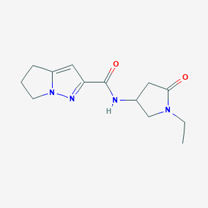 molecular formula C13H18N4O2 B6796879 N-(1-ethyl-5-oxopyrrolidin-3-yl)-5,6-dihydro-4H-pyrrolo[1,2-b]pyrazole-2-carboxamide 