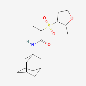 molecular formula C18H29NO4S B6796930 N-(1-adamantyl)-2-(2-methyloxolan-3-yl)sulfonylpropanamide 