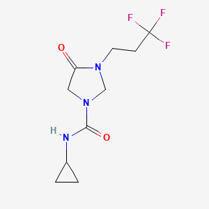 molecular formula C10H14F3N3O2 B6797205 N-cyclopropyl-4-oxo-3-(3,3,3-trifluoropropyl)imidazolidine-1-carboxamide 