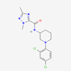 molecular formula C16H19Cl2N5O B6797233 N-[1-(2,4-dichlorophenyl)piperidin-3-yl]-2,5-dimethyl-1,2,4-triazole-3-carboxamide 