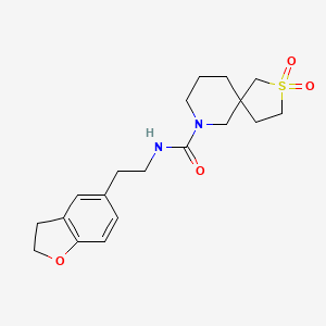 molecular formula C19H26N2O4S B6797342 N-[2-(2,3-dihydro-1-benzofuran-5-yl)ethyl]-2,2-dioxo-2lambda6-thia-9-azaspiro[4.5]decane-9-carboxamide 