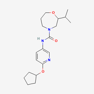molecular formula C19H29N3O3 B6797423 N-(6-cyclopentyloxypyridin-3-yl)-2-propan-2-yl-1,4-oxazepane-4-carboxamide 