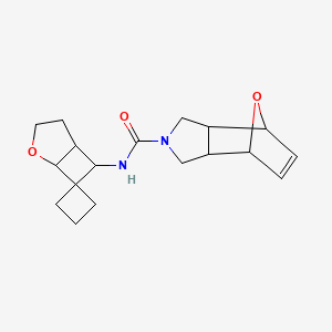 molecular formula C18H24N2O3 B6797449 N-spiro[2-oxabicyclo[3.2.0]heptane-7,1'-cyclobutane]-6-yl-1,3,3a,4,7,7a-hexahydro-4,7-epoxyisoindole-2-carboxamide 