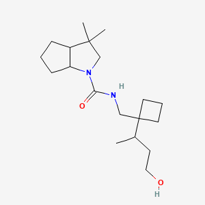 molecular formula C19H34N2O2 B6797469 N-[[1-(4-hydroxybutan-2-yl)cyclobutyl]methyl]-3,3-dimethyl-2,3a,4,5,6,6a-hexahydrocyclopenta[b]pyrrole-1-carboxamide 