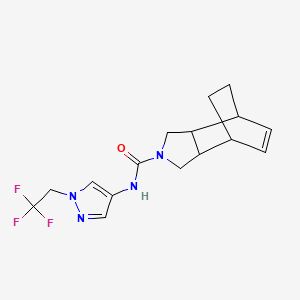 molecular formula C16H19F3N4O B6797495 N-[1-(2,2,2-trifluoroethyl)pyrazol-4-yl]-4-azatricyclo[5.2.2.02,6]undec-8-ene-4-carboxamide 