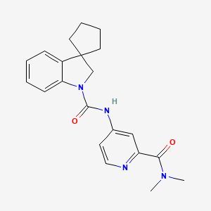 molecular formula C21H24N4O2 B6797503 N-[2-(dimethylcarbamoyl)pyridin-4-yl]spiro[2H-indole-3,1'-cyclopentane]-1-carboxamide 