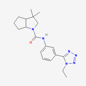 molecular formula C19H26N6O B6797507 N-[3-(1-ethyltetrazol-5-yl)phenyl]-3,3-dimethyl-2,3a,4,5,6,6a-hexahydrocyclopenta[b]pyrrole-1-carboxamide 