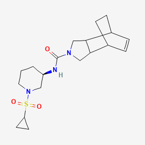 molecular formula C19H29N3O3S B6797571 N-[(3R)-1-cyclopropylsulfonylpiperidin-3-yl]-4-azatricyclo[5.2.2.02,6]undec-8-ene-4-carboxamide 