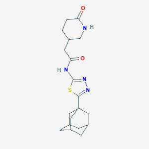 molecular formula C19H26N4O2S B6797575 N-[5-(1-adamantyl)-1,3,4-thiadiazol-2-yl]-2-(6-oxopiperidin-3-yl)acetamide 