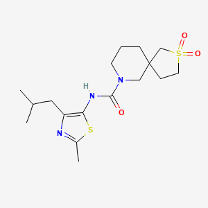 molecular formula C17H27N3O3S2 B6797578 N-[2-methyl-4-(2-methylpropyl)-1,3-thiazol-5-yl]-2,2-dioxo-2lambda6-thia-9-azaspiro[4.5]decane-9-carboxamide 