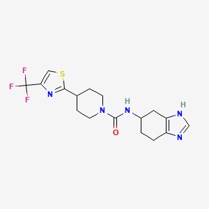 molecular formula C17H20F3N5OS B6797648 N-(4,5,6,7-tetrahydro-3H-benzimidazol-5-yl)-4-[4-(trifluoromethyl)-1,3-thiazol-2-yl]piperidine-1-carboxamide 