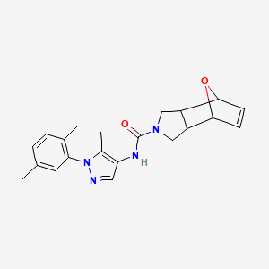 molecular formula C21H24N4O2 B6797670 N-[1-(2,5-dimethylphenyl)-5-methylpyrazol-4-yl]-1,3,3a,4,7,7a-hexahydro-4,7-epoxyisoindole-2-carboxamide 
