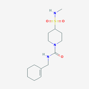 molecular formula C14H25N3O3S B6797757 N-(cyclohexen-1-ylmethyl)-4-(methylsulfamoyl)piperidine-1-carboxamide 