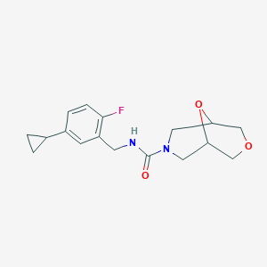 molecular formula C17H21FN2O3 B6797783 N-[(5-cyclopropyl-2-fluorophenyl)methyl]-3,9-dioxa-7-azabicyclo[3.3.1]nonane-7-carboxamide 
