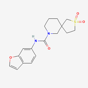 molecular formula C17H20N2O4S B6797810 N-(1-benzofuran-6-yl)-2,2-dioxo-2lambda6-thia-9-azaspiro[4.5]decane-9-carboxamide 