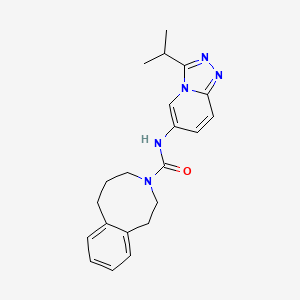 molecular formula C21H25N5O B6797829 N-(3-propan-2-yl-[1,2,4]triazolo[4,3-a]pyridin-6-yl)-2,4,5,6-tetrahydro-1H-3-benzazocine-3-carboxamide 