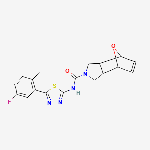 molecular formula C18H17FN4O2S B6797887 N-[5-(5-fluoro-2-methylphenyl)-1,3,4-thiadiazol-2-yl]-1,3,3a,4,7,7a-hexahydro-4,7-epoxyisoindole-2-carboxamide 