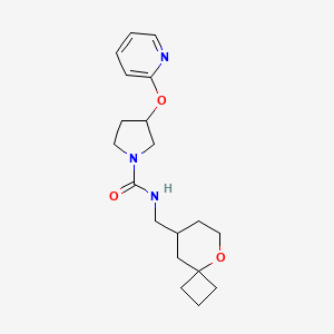 molecular formula C19H27N3O3 B6797904 N-(5-oxaspiro[3.5]nonan-8-ylmethyl)-3-pyridin-2-yloxypyrrolidine-1-carboxamide 