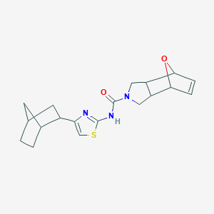 molecular formula C19H23N3O2S B6797932 N-[4-(2-bicyclo[2.2.1]heptanyl)-1,3-thiazol-2-yl]-1,3,3a,4,7,7a-hexahydro-4,7-epoxyisoindole-2-carboxamide 