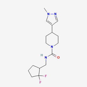 molecular formula C16H24F2N4O B6797962 N-[(2,2-difluorocyclopentyl)methyl]-4-(1-methylpyrazol-4-yl)piperidine-1-carboxamide 