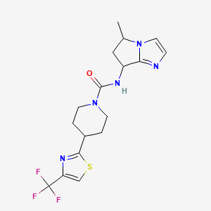 molecular formula C17H20F3N5OS B6798056 N-(5-methyl-6,7-dihydro-5H-pyrrolo[1,2-a]imidazol-7-yl)-4-[4-(trifluoromethyl)-1,3-thiazol-2-yl]piperidine-1-carboxamide 