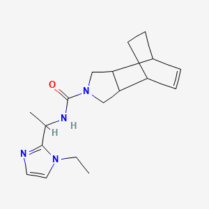 molecular formula C18H26N4O B6798077 N-[1-(1-ethylimidazol-2-yl)ethyl]-4-azatricyclo[5.2.2.02,6]undec-8-ene-4-carboxamide 