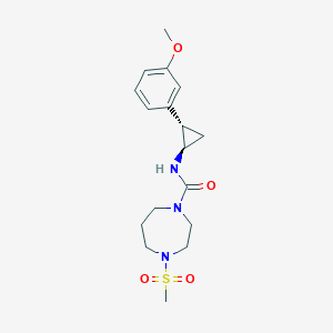 molecular formula C17H25N3O4S B6798116 N-[(1R,2S)-2-(3-methoxyphenyl)cyclopropyl]-4-methylsulfonyl-1,4-diazepane-1-carboxamide 