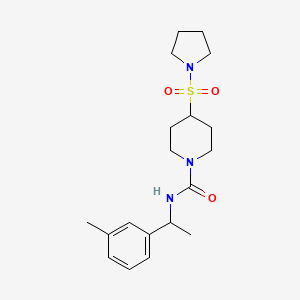 molecular formula C19H29N3O3S B6798195 N-[1-(3-methylphenyl)ethyl]-4-pyrrolidin-1-ylsulfonylpiperidine-1-carboxamide 