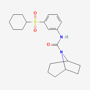 molecular formula C20H28N2O3S B6798221 N-(3-cyclohexylsulfonylphenyl)-8-azabicyclo[3.2.1]octane-8-carboxamide 