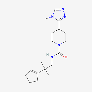 molecular formula C18H29N5O B6798231 N-[2-(cyclopenten-1-yl)-2-methylpropyl]-4-(4-methyl-1,2,4-triazol-3-yl)piperidine-1-carboxamide 