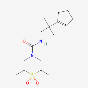 molecular formula C16H28N2O3S B6798252 N-[2-(cyclopenten-1-yl)-2-methylpropyl]-2,6-dimethyl-1,1-dioxo-1,4-thiazinane-4-carboxamide 