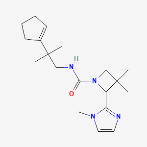 molecular formula C19H30N4O B6798253 N-[2-(cyclopenten-1-yl)-2-methylpropyl]-3,3-dimethyl-2-(1-methylimidazol-2-yl)azetidine-1-carboxamide 