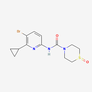 molecular formula C13H16BrN3O2S B6798282 N-(5-bromo-6-cyclopropylpyridin-2-yl)-1-oxo-1,4-thiazinane-4-carboxamide 