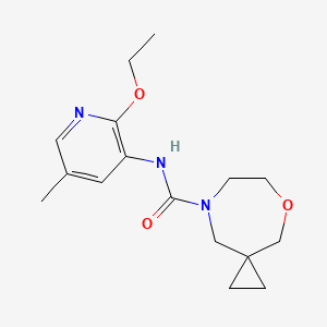 molecular formula C16H23N3O3 B6798440 N-(2-ethoxy-5-methylpyridin-3-yl)-5-oxa-8-azaspiro[2.6]nonane-8-carboxamide 