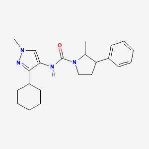 molecular formula C22H30N4O B6798478 N-(3-cyclohexyl-1-methylpyrazol-4-yl)-2-methyl-3-phenylpyrrolidine-1-carboxamide 