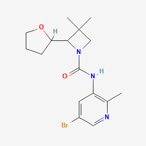 molecular formula C16H22BrN3O2 B6798560 N-(5-bromo-2-methylpyridin-3-yl)-3,3-dimethyl-2-(oxolan-2-yl)azetidine-1-carboxamide 
